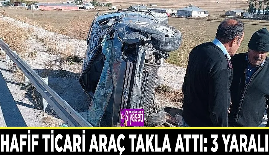 Hafif ticari araç takla attı: 3 yaralı