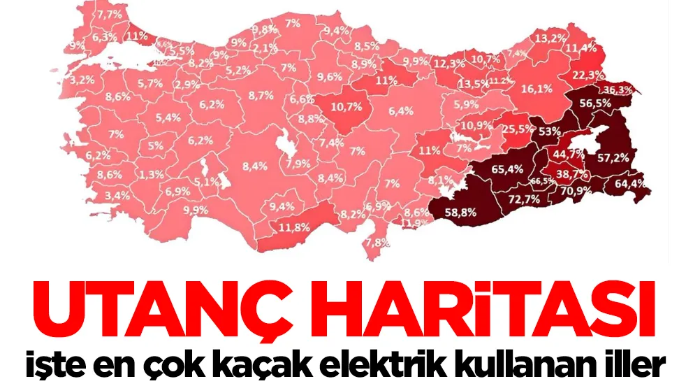 Utanç haritası yayımlandı! İşte en çok kaçak elektrik kullanan iller... Bunun adı hırsızlık